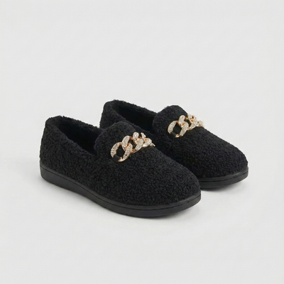 Karolína | Velvet Moccasins with Gold Chain
