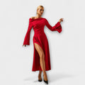 Willa - Midi Dress with Open Shoulders and Puff Sleeves