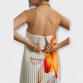 Mišela - Maxi Soft Sweetheart Dress with Orange Flowers