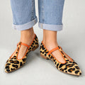 Lulu | Leopard Print Ballerina Flats with T-Strap