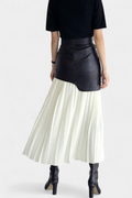 Noelle | Asymmetric Maxi Dress in Chiffon and Faux Leather