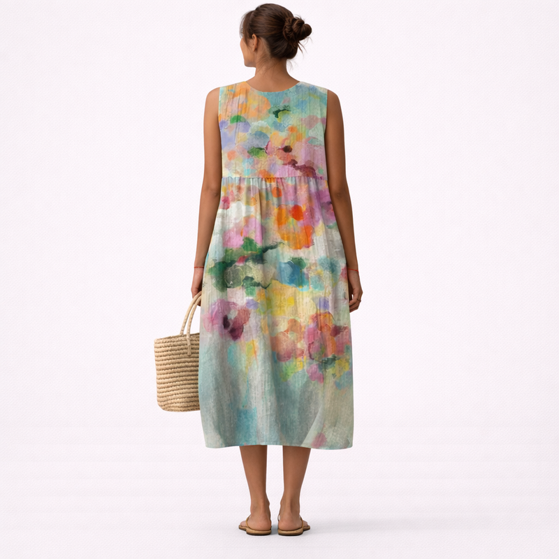 Carla™ | Tyylikäs Monivärinen Midi-Mekko