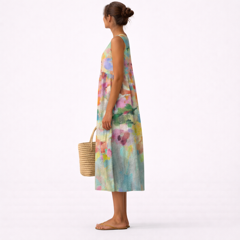 Carla™ | Tyylikäs Monivärinen Midi-Mekko