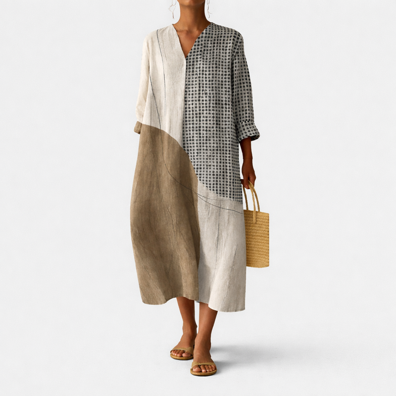 Emma™ | Tyylikäs Raidallinen Mekko