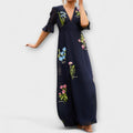 Beatrice - Elegant Blue Marine Floral Dress