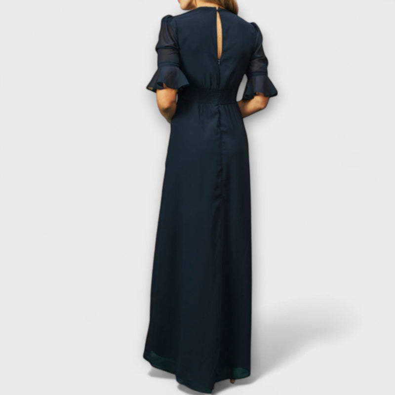 Beatrice - Elegant Blue Marine Floral Dress