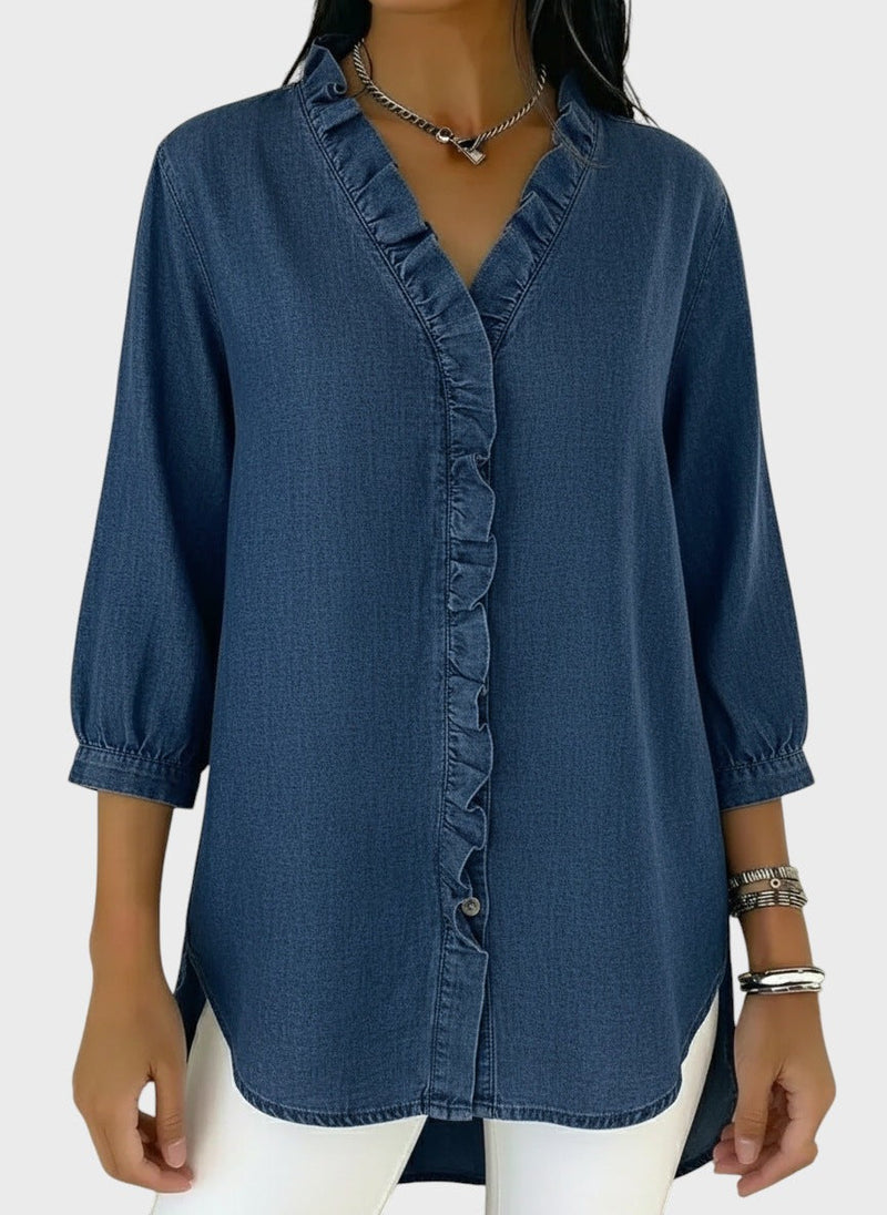 Diana | Denim Tunic with Frills