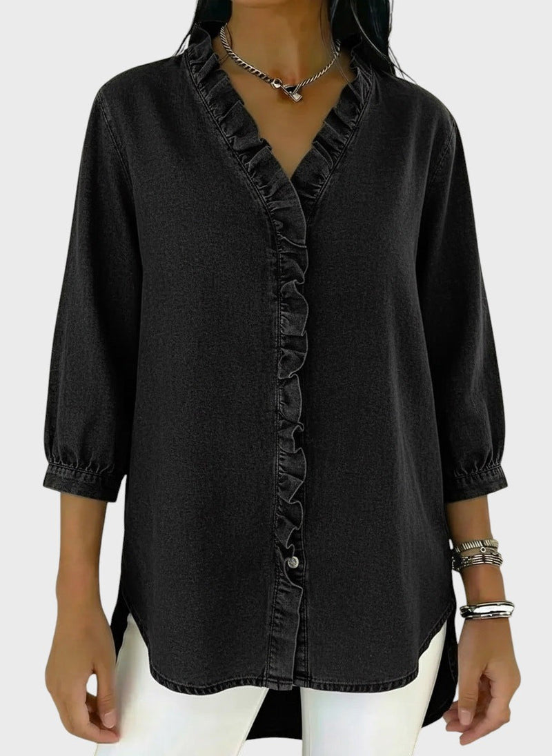 Diana | Denim Tunic with Frills