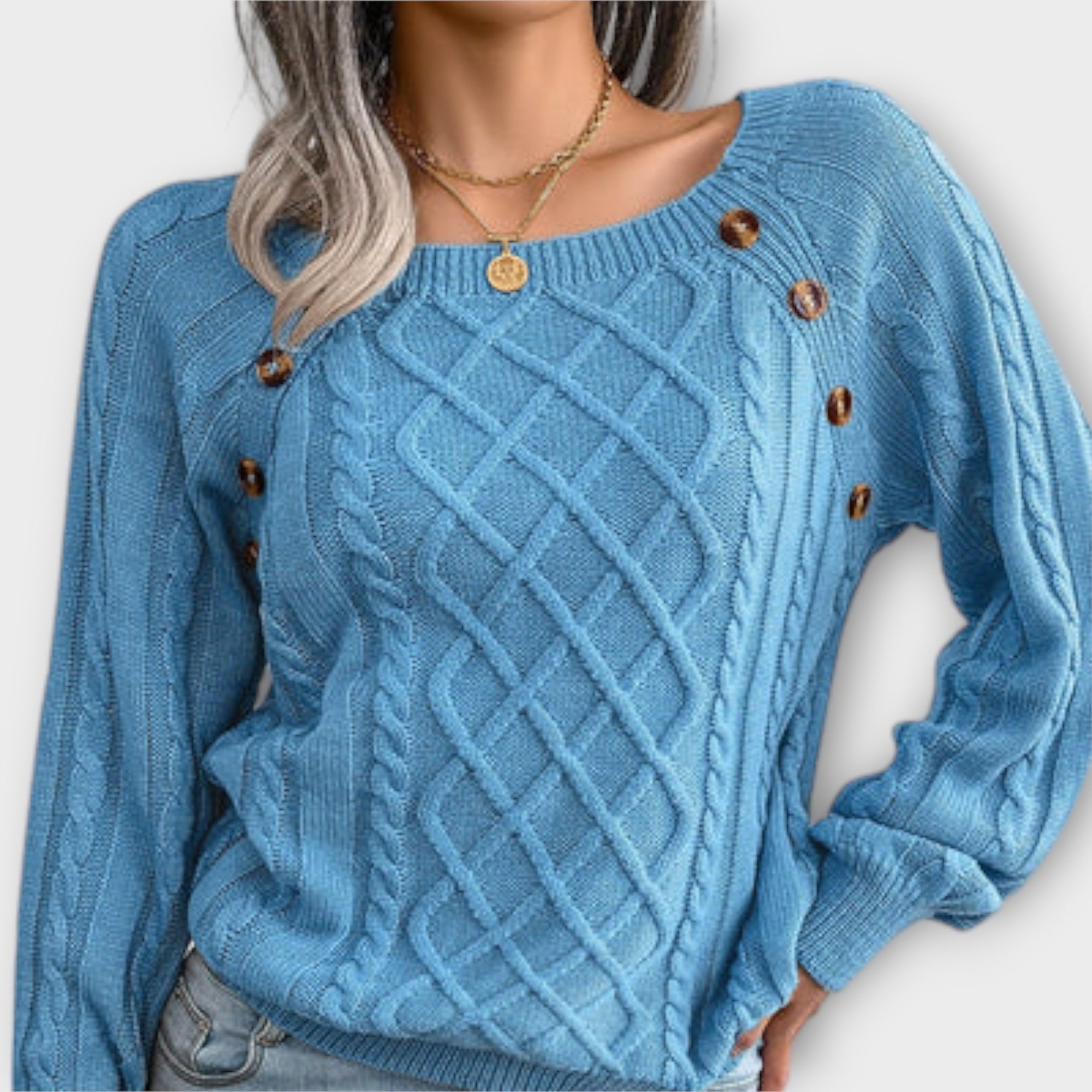 "Malia - Napillinen Neulepaita" can be rewritten as "Malia - Napillinen Neulepaita (Button-Up Knit Sweater)".