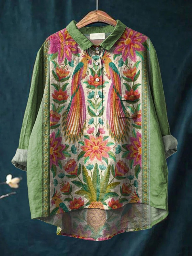 Natālija – Printed Linen Shirt