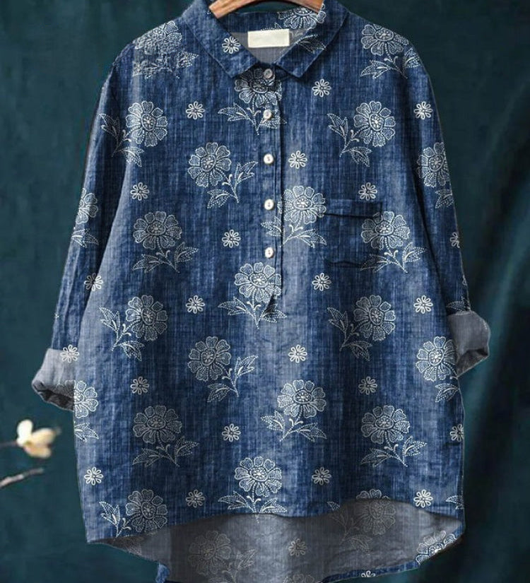 Natālija – Printed Linen Shirt