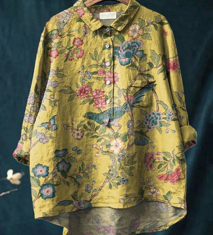 Natālija – Printed Linen Shirt