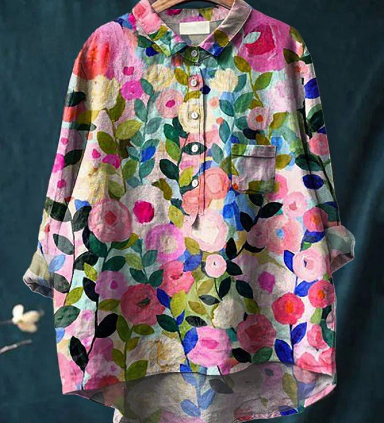 Natālija – Printed Linen Shirt
