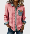 Mia | Knitted Cardigan with Denim Details