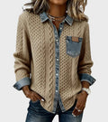 Mia | Knitted Cardigan with Denim Details