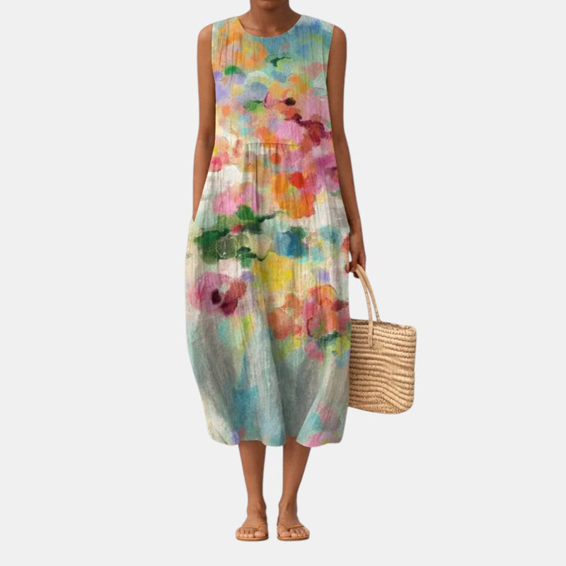Carla™ | Tyylikäs Monivärinen Midi-Mekko