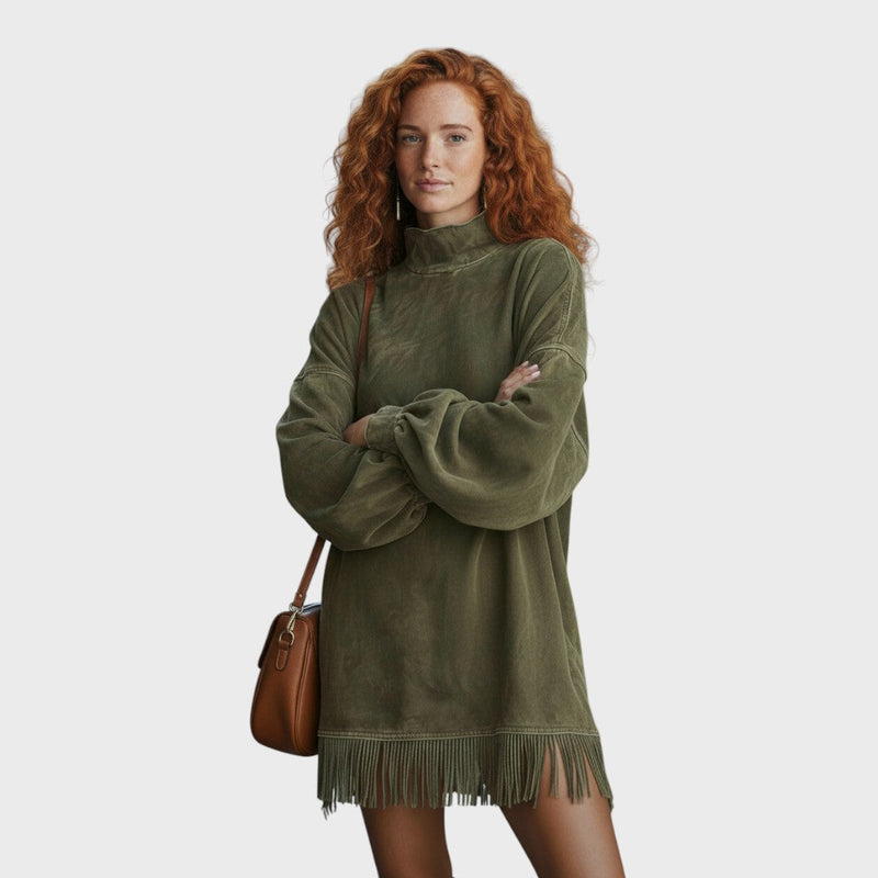 Freya | Velvet Tunic with Pom Poms