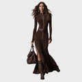 "Valentina | Samettinen maksimekko vyöllä" can be rewritten as "Valentina | Velvet Maxi Dress with Belt".